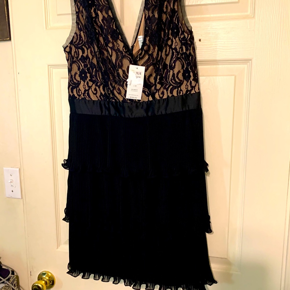 Black Lace and Chiffon Cocktail Dress